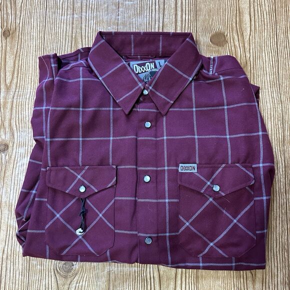 Dixxon The Underground Flannel Men’s Size Large Long Sleeve Pearl Snap Red NWOT - Picture 1 of 16